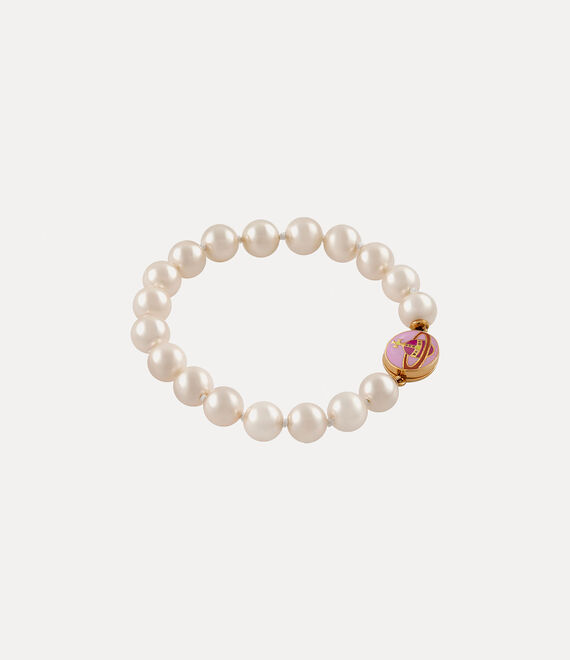 Vivienne Westwood Loelia Bracelet in GOLD/MAGENTA Enamel/CREAMROSE Pearl